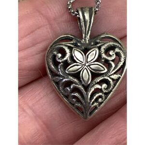 Ornate Heart Sterling Silver Charm with Silver Lariat Necklace #love #heart